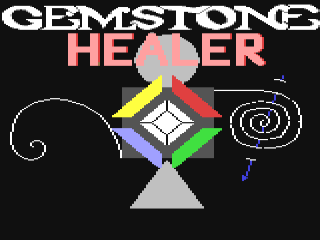 Gemstone Healer title screen for Commodore 64